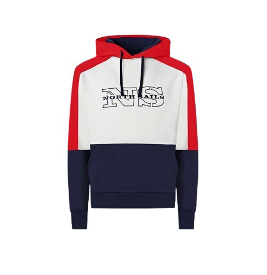 Picture of NORTH SAILS m kapucar 691034 C002 COLOUR-BLOCK SWEATSHIRT white red blue